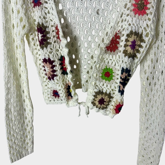 Granny Square Crochet Cropped Cardigan Fairycore Boho Festival Hippie Small - Picture 5 of 12